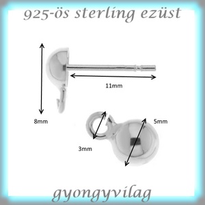 925-ös ezüst fülbevaló kapocs EFK B 33 - gyöngy, ékszerkellék - egyéb alkatrész - Meska.hu 925-ös ezüst fülbevaló kapocs EFK B 33 - gyöngy, ékszerkellék - egyéb alkatrész - Meska.hu