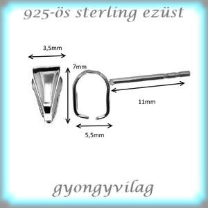925-ös sterling ezüst ékszerkellék: fülbevaló kapocs, bedugós EFK B 34 - kellékek & szerszámok - ékszerkellék - fülbevaló kapocs - Meska.hu