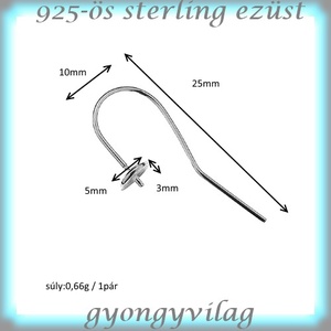 925-ös sterling ezüst ékszerkellék: fülbevaló kapocs, akasztós EFK A 69 - kellékek & szerszámok - ékszerkellék - fülbevaló kapocs - Meska.hu