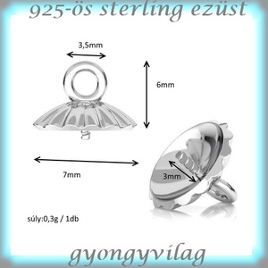  925-ös ezüst medálkapocs EMK 67 e - kellékek & szerszámok - gyöngyfűzés kellékek - egyéb alkatrész - Meska.hu