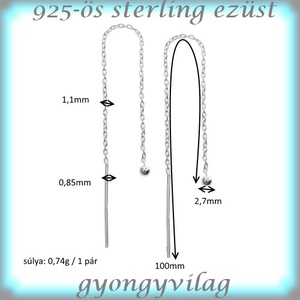 925-ös ezüst fülbevaló kapocs , füllánc EFK BFL 04-100e - gyöngy, ékszerkellék - egyéb alkatrész - Meska.hu