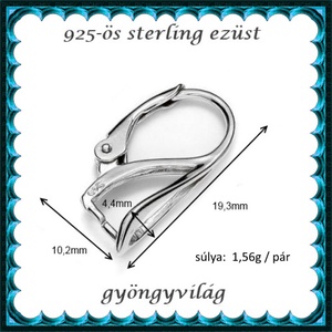  925-ös sterling ezüst ékszerkellék: fülbevalóalap biztonsági kapoccsal EFK K 16 - gyöngy, ékszerkellék - egyéb alkatrész - Meska.hu