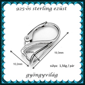  925-ös sterling ezüst ékszerkellék: fülbevalóalap biztonsági kapoccsal EFK K 16 - kellékek & szerszámok - gyöngyfűzés kellékek - egyéb alkatrész - Meska.hu