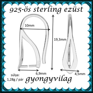 925-ös sterling ezüst ékszerkellék: fülbevalóalap akasztós EFK A 64 - gyöngy, ékszerkellék - egyéb alkatrész - Meska.hu 925-ös sterling ezüst ékszerkellék: fülbevalóalap akasztós EFK A 64 - gyöngy, ékszerkellék - egyéb alkatrész - Meska.hu