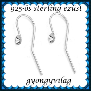  925-ös sterling ezüst ékszerkellék: fülbevalóalap akasztós EFK A 59-4, Kellékek & szerszámok, Ékszerkellék, Fülbevaló alap, Ékszerkészítés, Mindenmás, Ékszerkészítés, MESKA