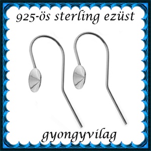  925-ös sterling ezüst ékszerkellék: fülbevalóalap akasztós EFK A 59-5 - gyöngy, ékszerkellék - egyéb alkatrész - Meska.hu