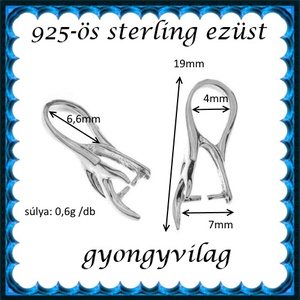 925-ös sterling ezüst ékszerkellék: medáltartó, medálkapocs EMK 59ag - gyöngy, ékszerkellék - egyéb alkatrész - Meska.hu
