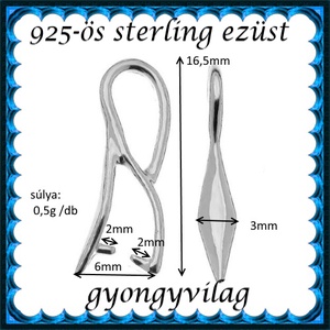 925-ös sterling ezüst ékszerkellék: medáltartó, medálkapocs EMK 78 - kellékek & szerszámok - ékszerkellék - medáltartó, medálkapocs - Meska.hu