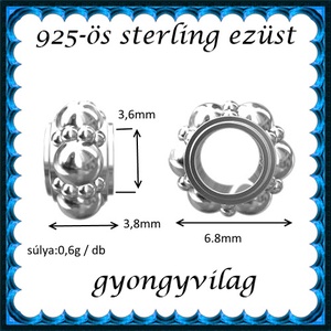 925-ös sterling ezüst ékszerkellék: köztes / gyöngy / dísz EKÖ 65 - kellékek & szerszámok - gyöngyfűzés kellékek - fém köztesek - Meska.hu
