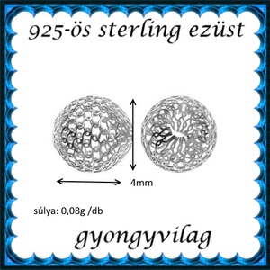 925-ös sterling ezüst ékszerkellék: köztes / gyöngy / dísz EKÖ 26-4   2db/cs - kellékek & szerszámok - gyöngyfűzés kellékek - fém köztesek - Meska.hu