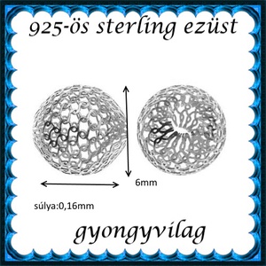 925-ös sterling ezüst ékszerkellék: köztes / gyöngy / dísz EKÖ 26-6 - gyöngy, ékszerkellék - fém köztesek - Meska.hu