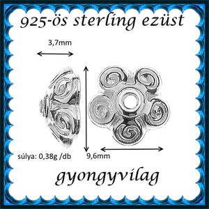 925-ös sterling ezüst ékszerkellék: gyöngykupak EGYK 16 1db/ csomag 9,6mm-es - kellékek & szerszámok - gyöngyfűzés kellékek - gyöngykupak - Meska.hu