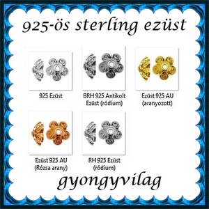 925-ös sterling ezüst ékszerkellék: gyöngykupak EGYK 16 1db/ csomag 9,6mm-es - kellékek & szerszámok - gyöngyfűzés kellékek - gyöngykupak - Meska.hu