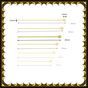 Gold  Filled szerelőpálca gömb végű  50  x 0,5mm-es, Kellékek & szerszámok, Gyöngyfűzés kellékek, Egyéb alkatrész, Ékszerkészítés, Mindenmás, Ékszerkészítés, MESKA