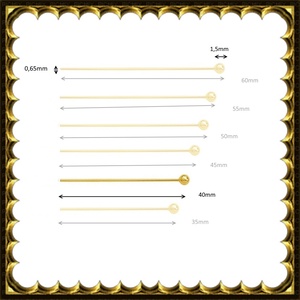 925-ös sterling ezüst ékszerkellék: szerelőpálca gömb végű 40x0,65 Gold Filled - Meska.hu