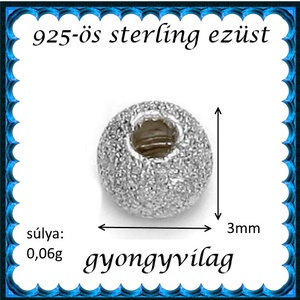 925-ös sterling ezüst ékszerkellék: köztes/gyöngy/díszitőelem EKÖ 34 3mm  4db/csomag - gyöngy, ékszerkellék - fém köztesek - Meska.hu