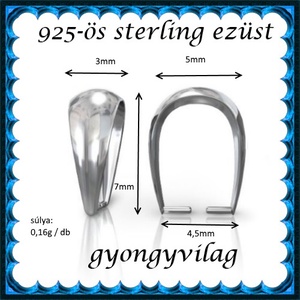 925-ös sterling ezüst ékszerkellék: medáltartó, medálkapocs EMK 77-7 - kellékek & szerszámok - ékszerkellék - medáltartó, medálkapocs - Meska.hu