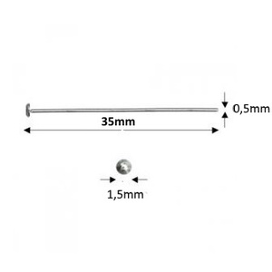 925-ös sterling ezüst ékszerkellék: szerelőpálca szög végű 35  x 0,5mm-es  - gyöngy, ékszerkellék - egyéb alkatrész - Meska.hu