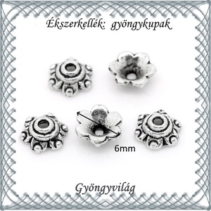 Ékszerkellék: gyöngykupak BGYK20 6mm-es 20db/csomag - kellékek & szerszámok - gyöngyfűzés kellékek - gyöngykupak - Meska.hu