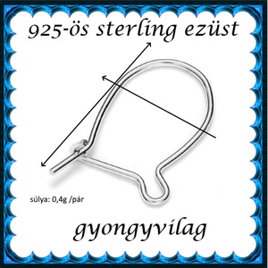  925-ös sterling ezüst ékszerkellék: fülbevalóalap biztonsági kapoccsal EFK K 17e - gyöngy, ékszerkellék - egyéb alkatrész - Meska.hu