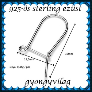  925-ös sterling ezüst ékszerkellék: fülbevalóalap biztonsági kapoccsal EFK K 12 - gyöngy, ékszerkellék - egyéb alkatrész - Meska.hu