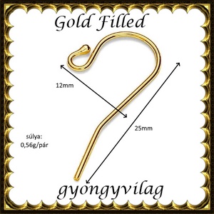 925-ös sterling ezüst ékszerkellék: fülbevalóalap akasztós  EFK A 01-2 au gold filled - gyöngy, ékszerkellék - egyéb alkatrész - Meska.hu