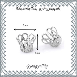  Ékszerkellék: gyöngykupak BGYK 18-5x6 , ródiumozott, 40db - kellékek & szerszámok - gyöngyfűzés kellékek - egyéb alkatrész - Meska.hu