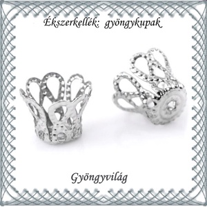  Ékszerkellék: gyöngykupak BGYK 18-12x5, ródiumozott, 10db, Kellékek & szerszámok, Gyöngyfűzés kellékek, Gyöngykupak, Ékszerkészítés, Mindenmás, Ékszerkészítés, MESKA