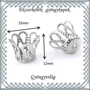  Ékszerkellék: gyöngykupak BGYK 18-12x5, ródiumozott, 10db - kellékek & szerszámok - gyöngyfűzés kellékek - gyöngykupak - Meska.hu