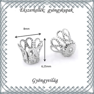 Ékszerkellék: gyöngykupak BGYK 18-6,25x8 , ródiumozott, 30db - kellékek & szerszámok - gyöngyfűzés kellékek - egyéb alkatrész - Meska.hu