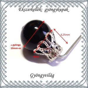 Ékszerkellék: gyöngykupak BGYK 18-6,25x8 , ródiumozott, 30db - kellékek & szerszámok - gyöngyfűzés kellékek - egyéb alkatrész - Meska.hu