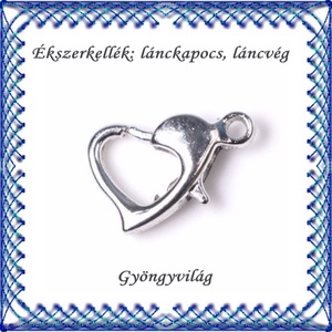 Ékszerkellék: lánckapocs BLK-1S-12 szív alakú, 5db / csomag - gyöngy, ékszerkellék - egyéb alkatrész - Meska.hu