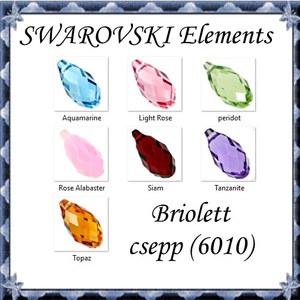 Swarovski kristály medál: briolett csepp (6010) 11mm-es több színben SW6010-11 - kellékek & szerszámok - gyöngyfűzés kellékek - swarovski kristályok - Meska.hu