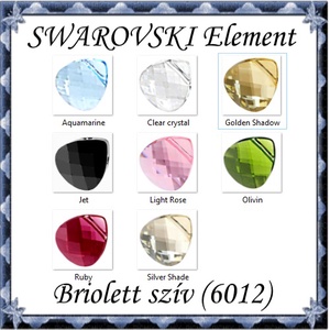 Swarovski kristály medál: briolett szív 11mm keresztben fúrt több szín SW6012-11, Kellékek & szerszámok, Gyöngyfűzés kellékek, Swarovski kristályok, Ékszerkészítés, Ékszerkészítés, MESKA