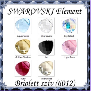 Swarovski kristály medál: briolett szív 15,5mm keresztben fúrt több szín SW6012-15,5, Kellékek & szerszámok, Gyöngyfűzés kellékek, Swarovski kristályok, Ékszerkészítés, Ékszerkészítés, MESKA