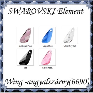  Ékszerkellék: Swarovski Wing (angyalszárny ) 23mm-es több színben , Kellékek & szerszámok, Gyöngyfűzés kellékek, Swarovski kristályok, Ékszerkészítés, Ékszerkészítés, MESKA