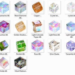 Ékszerkellék: Swarovski kocka 8mm-es AB bevonatos több színben - gyöngy, ékszerkellék - swarovski kristályok - Meska.hu Ékszerkellék: Swarovski kocka 8mm-es AB bevonatos több színben - gyöngy, ékszerkellék - swarovski kristályok - Meska.hu