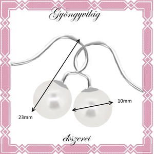 925-ös sterling ezüst fülbevaló Swarovski félig fúrt gömb 10mm több színben SFE-SW03-2-10 - ékszer - fülbevaló - lógó fülbevaló - Meska.hu
