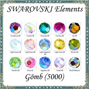 Swarovski kristály gyöngy: SW5000-8 AB gömb 8mm-es AB bevonatos több színben, Kellékek & szerszámok, Gyöngyfűzés kellékek, Swarovski kristályok, Ékszerkészítés, Ékszerkészítés, MESKA