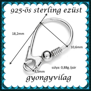  925-ös sterling ezüst ékszerkellék: fülbevalóalap biztonsági kapoccsal EFK K 31 - kellékek & szerszámok - ékszerkellék - fülbevaló alap - Meska.hu