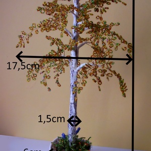 Gyöngyből készített őszi nyírfa  GYV01-2-38 - otthon & lakás - dekoráció - asztal és polc dekoráció - gyöngyfa, ásványfa - Meska.hu