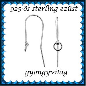 925-ös sterling ezüst ékszerkellék: fülbevalóalap akasztós EFK A 76 - gyöngy, ékszerkellék - egyéb alkatrész - Meska.hu