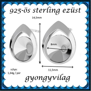 925-ös sterling ezüst ékszerkellék: fülbevalóalap bedugós EFK B 44 - gyöngy, ékszerkellék - egyéb alkatrész - Meska.hu
