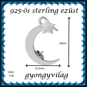 925-ös sterling ezüst ékszerkellék: medál / pandora / fityegő EMTÉ 21 - kellékek & szerszámok - gyöngyfűzés kellékek - cabochon - Meska.hu