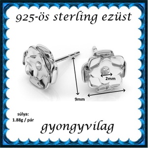 925-ös sterling ezüst ékszerkellék: fülbevalóalap bedugós EFK B 43E - kellékek & szerszámok - gyöngyfűzés kellékek - egyéb alkatrész - Meska.hu