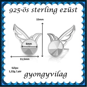 925-ös sterling ezüst ékszerkellék: fülbevalóalap bedugós EFK B 45E - kellékek & szerszámok - gyöngyfűzés kellékek - egyéb alkatrész - Meska.hu