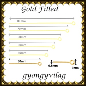 Gold  Filled szerelőpálca hurkos végű  30  x 0,8mm-es, Kellékek & szerszámok, Gyöngyfűzés kellékek, Szerelőpálca, Ékszerkészítés, Mindenmás, Ékszerkészítés, MESKA