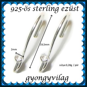  925-ös sterling ezüst ékszerkellék: fülbevalóalap akasztós EFK A 03 - kellékek & szerszámok - gyöngyfűzés kellékek - egyéb alkatrész - Meska.hu