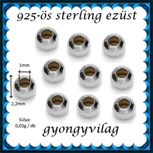 925-ös ezüst köztes / gyöngy / dísz EKÖ 10-2,2 - kellékek & szerszámok - gyöngyfűzés kellékek - fém köztesek - Meska.hu