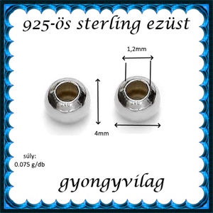 EKÖ 10-4 925-ös 4mm-es ezüst köztes / gyöngy / díszitőelem 4db /csomag - gyöngy, ékszerkellék - fém köztesek - Meska.hu EKÖ 10-4 925-ös 4mm-es ezüst köztes / gyöngy / díszitőelem 4db /csomag - gyöngy, ékszerkellék - fém köztesek - Meska.hu